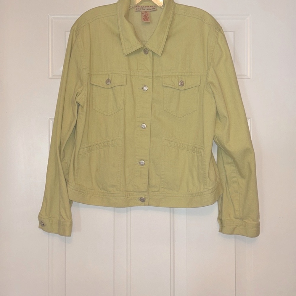 Telluride Clothing Co Cotton Women's Jacket L Green Lightweight Denim Casual